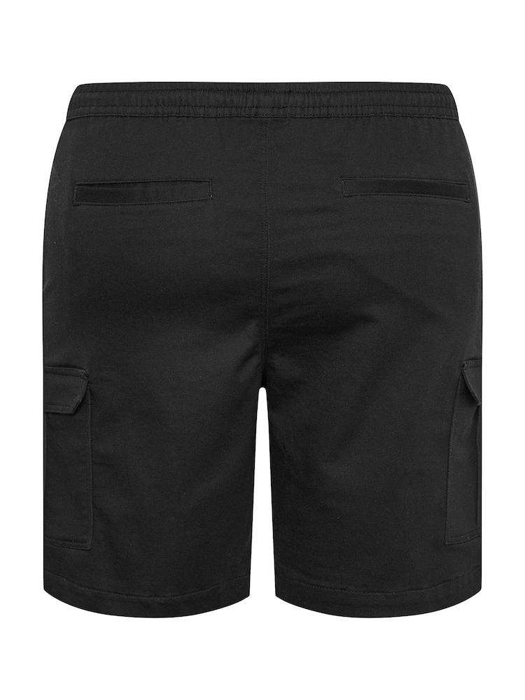 BadRhino Big & Tall Black Elasticated Waist Cargo Shorts - Image 4 of 4 BadRhino Big & Tall Black Elasticated Waist Cargo Shorts - Image 4 of 4