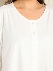 Evans Cream Slub Button Through Top - Image 4 of 5
