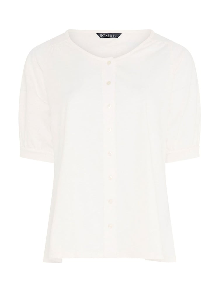 Evans Cream Slub Button Through Top - Image 5 of 5