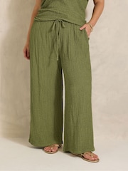 Grün - Evans Textured Jersey Wide Leg Trousers - Bild 1 von 5