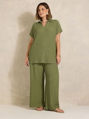 Grün - Evans Textured Jersey Wide Leg Trousers - Bild 2 von 5