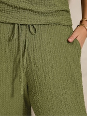 Grün - Evans Textured Jersey Wide Leg Trousers - Bild 4 von 5