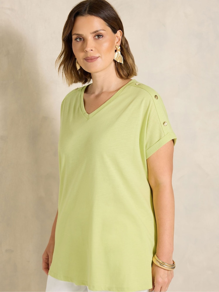 Evans Lime Green V-Neck Shell Top - Image 1 of 5 Evans Lime Green V-Neck Shell Top - Image 1 of 5