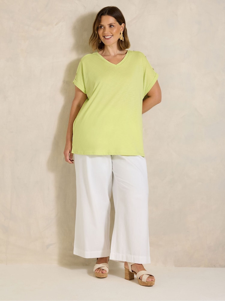 Evans Lime Green V-Neck Shell Top - Image 2 of 5 Evans Lime Green V-Neck Shell Top - Image 2 of 5