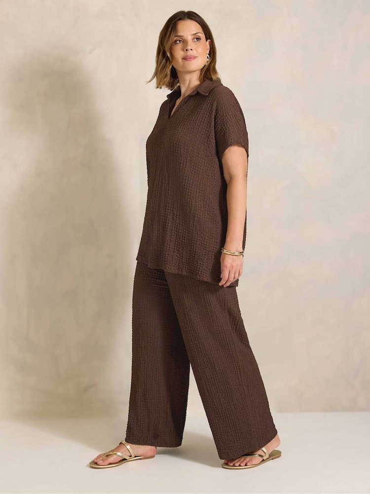 Braun - Evans Textured Jersey Wide Leg Trousers - Bild 2 von 5