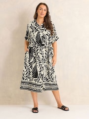 Evans Natural Border Print Shirt Dress - Image 2 of 5
