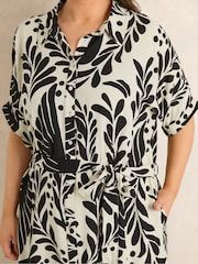 Evans Natural Border Print Shirt Dress - Image 4 of 5