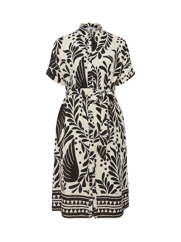Evans Natural Border Print Shirt Dress - Image 5 of 5 Evans Natural Border Print Shirt Dress - Image 5 of 5