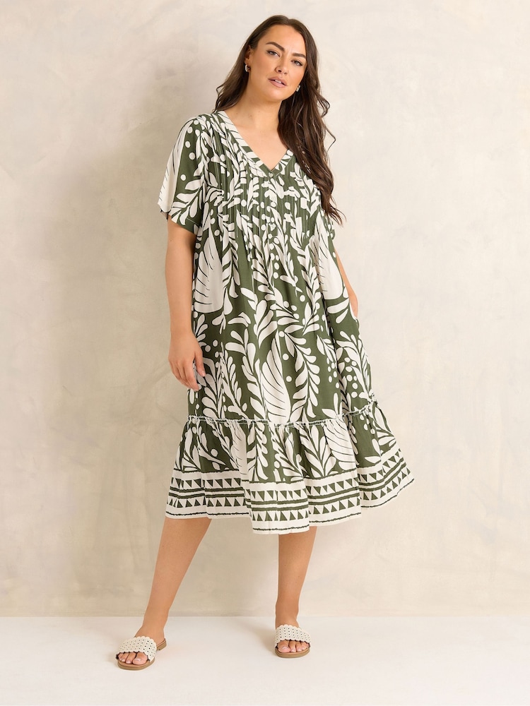 Evans Green Pintuck Frill Dress - Image 2 of 5 Evans Green Pintuck Frill Dress - Image 2 of 5