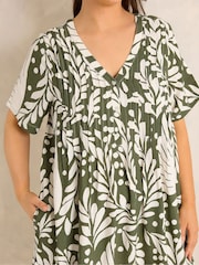 Evans Green Pintuck Frill Dress - Image 4 of 5