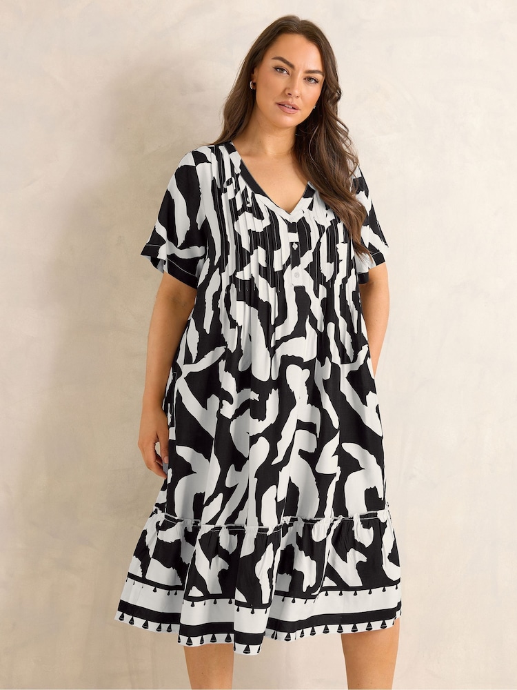 Evans Black Pintuck Frill Dress - Image 1 of 5 Evans Black Pintuck Frill Dress - Image 1 of 5