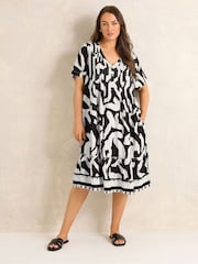 Evans Black Pintuck Frill Dress - Image 2 of 5