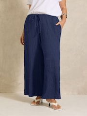 Blau - Evans Textured Jersey Wide Leg Trousers - Bild 2 von 5
