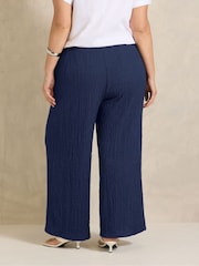 Blau - Evans Textured Jersey Wide Leg Trousers - Bild 3 von 5
