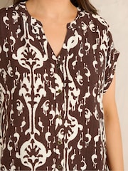 Evans Brown Notch Neck Shirt - Image 4 of 5