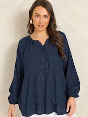 Evans Blue Embroidered Boho Blouse - Image 1 of 6
