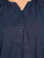 Evans Blue Embroidered Boho Blouse - Image 5 of 6