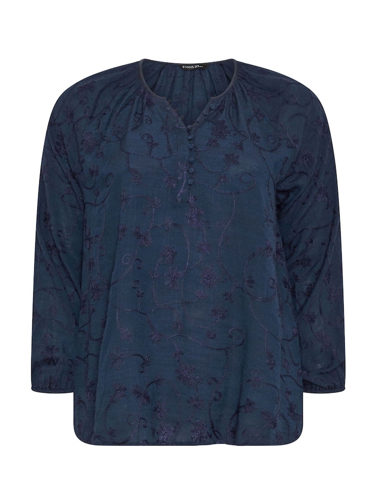 Evans Blue Embroidered Boho Blouse - Image 6 of 6