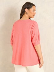 Evans Pink Slub Button Through Top - Image 3 of 5