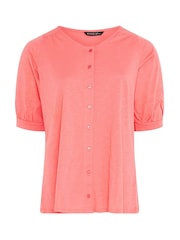 Evans Pink Slub Button Through Top - Image 5 of 5