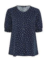 Evans Blue Slub Button Through Top - Image 5 of 5