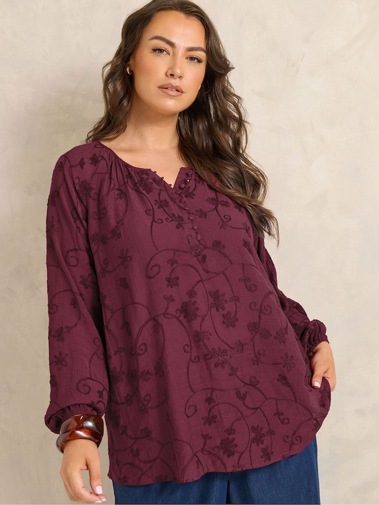 Evans Red Embroidered Boho Blouse - Image 1 of 5