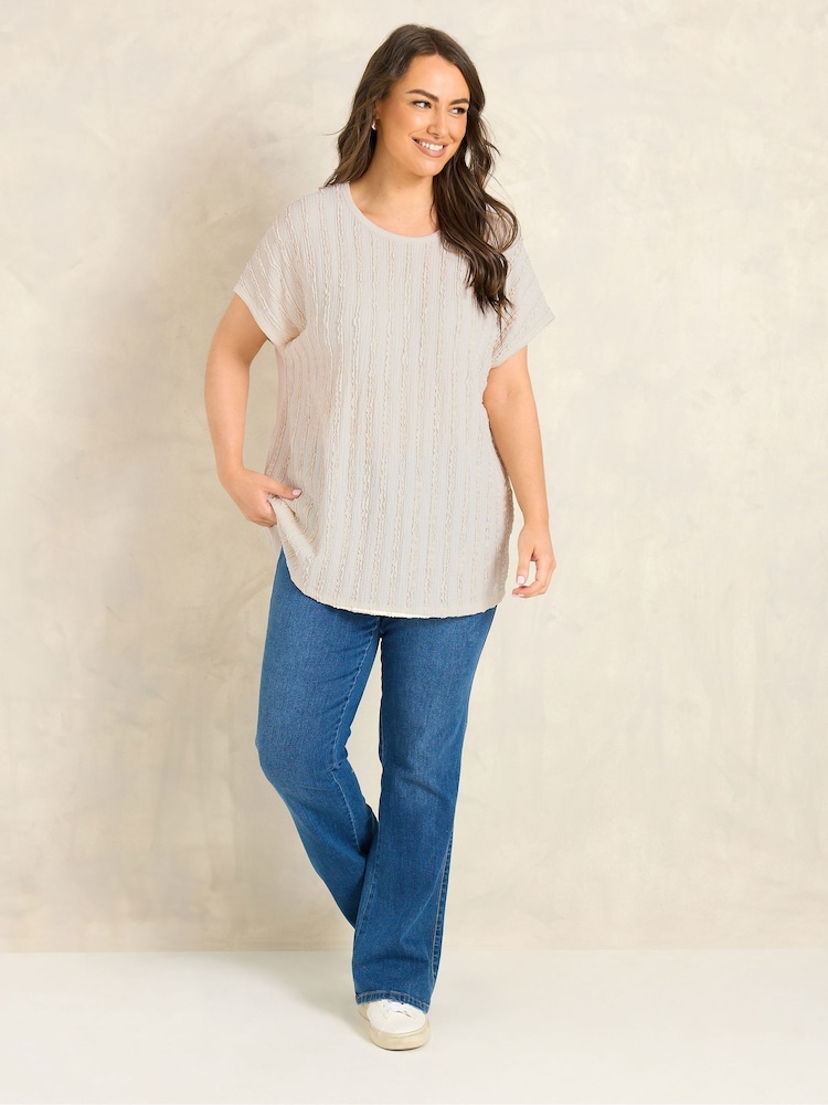Evans Cream Textured Front Top - Image 2 of 5 Evans Cream Textured Front Top - Image 2 of 5