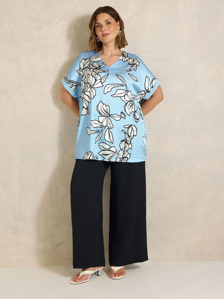 Evans Blue Woven Front Jersey Back Top - Image 2 of 5