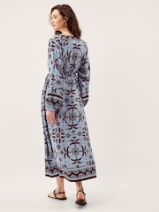 Monsoon Blue Thalia Palm Print Midi Dress - Image 2 of 5