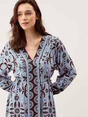 Monsoon Blue Thalia Palm Print Midi Dress - Image 3 of 5