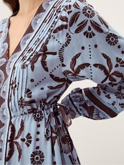 Monsoon Blue Thalia Palm Print Midi Dress - Image 4 of 5