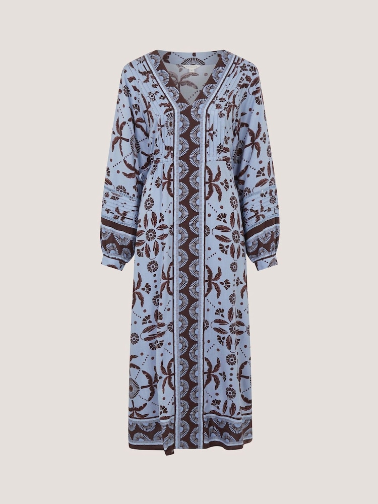 Monsoon Blue Thalia Palm Print Midi Dress - Image 5 of 5