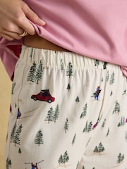 Joules Lyla Pink Jonty Long Sleeve Jersey Cotton Pyjama Set - Image 3 of 10