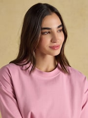 Joules Lyla Pink Jonty Long Sleeve Jersey Cotton Pyjama Set - Image 4 of 10