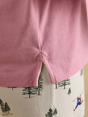 Joules Lyla Pink Jonty Long Sleeve Jersey Cotton Pyjama Set - Image 7 of 10