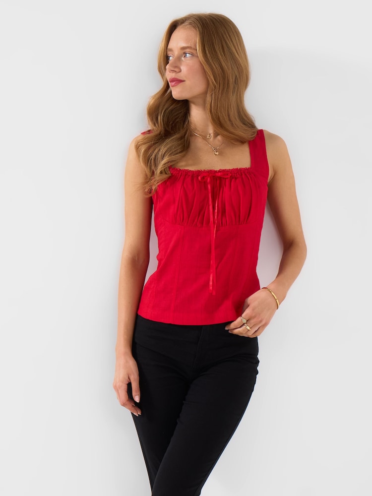 אדום - Joe Browns Linen Blend Summer Top - תמונה 1 מתוך 5