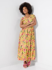 Joe Browns Yellow Petite Camilla Printed Maxi Dress - Image 1 of 5