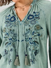 Joe Browns Blue All In The Details Embroidered Top - Image 3 of 5