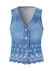 Joe Browns Blue Lola Embroidered Denim Waistcoat - Image 6 of 6