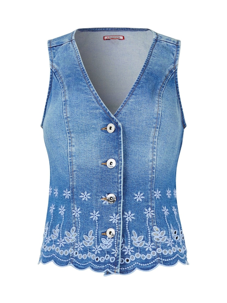 Joe Browns Blue Lola Embroidered Denim Waistcoat - Image 6 of 6