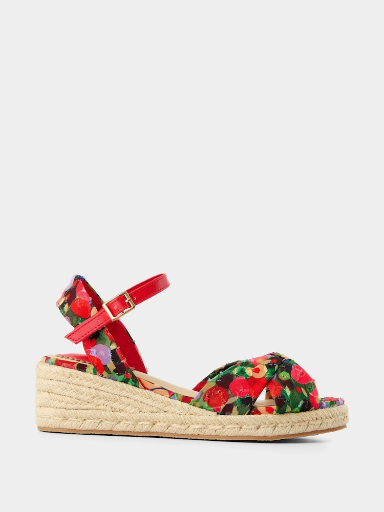 Joe Browns Red Dappled Meadow Print Sandals - Image 1 of 4