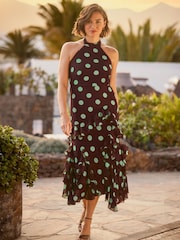 Joe Browns Brown Margot Polka Halter Neck Dress - Image 1 of 6