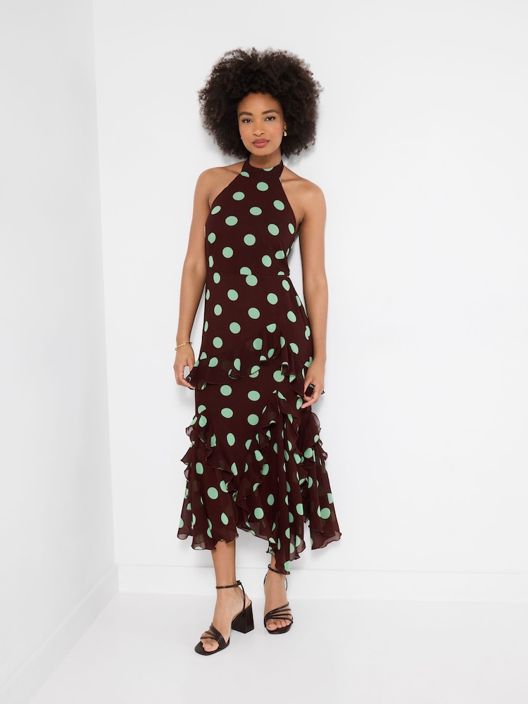 Joe Browns Brown Margot Polka Halter Neck Dress - Image 2 of 6