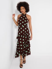 Joe Browns Brown Margot Polka Halter Neck Dress - Image 5 of 6