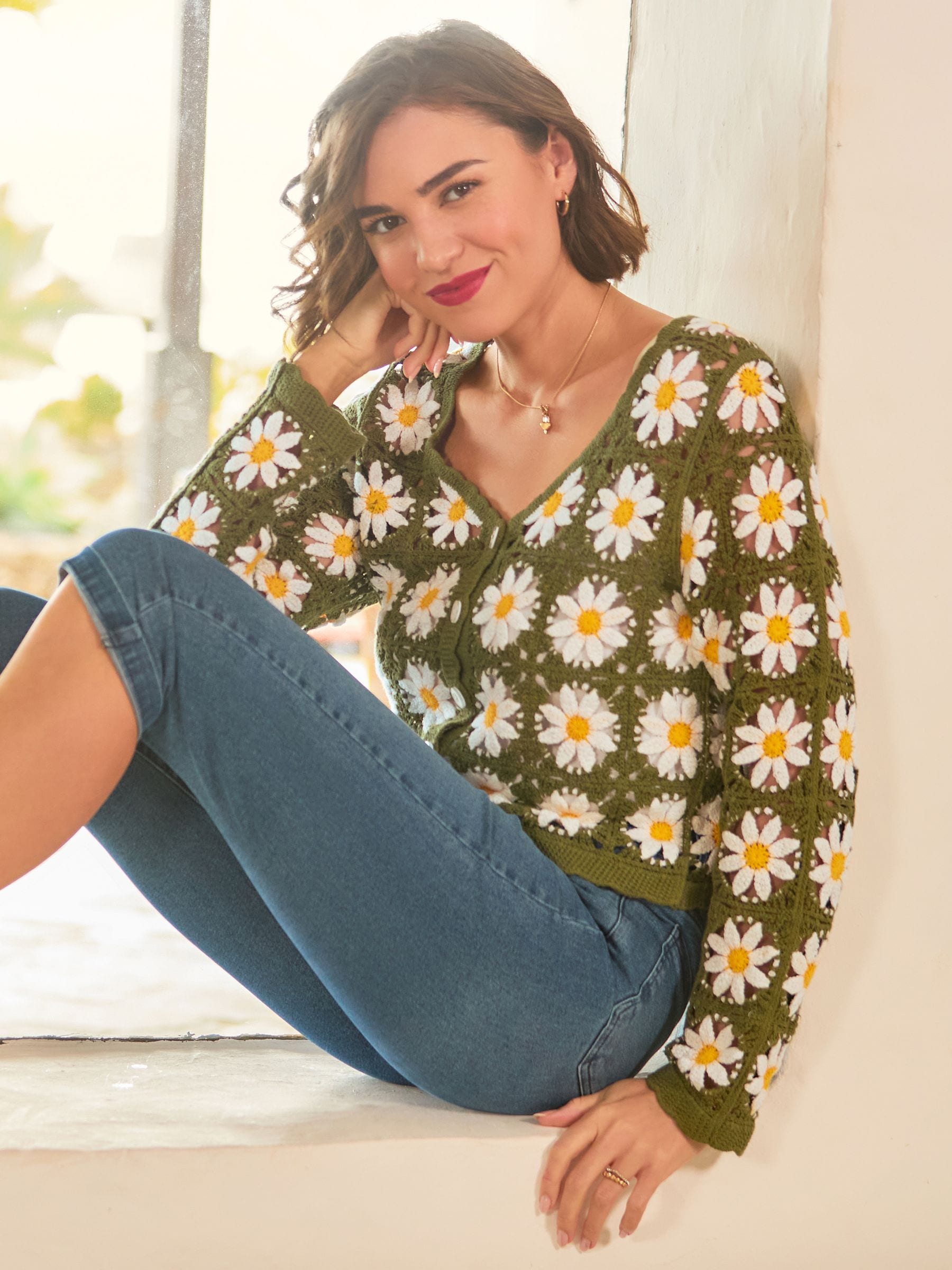 Buy Joe Browns Green Darling Daisy Crochet Cardigan from the Next