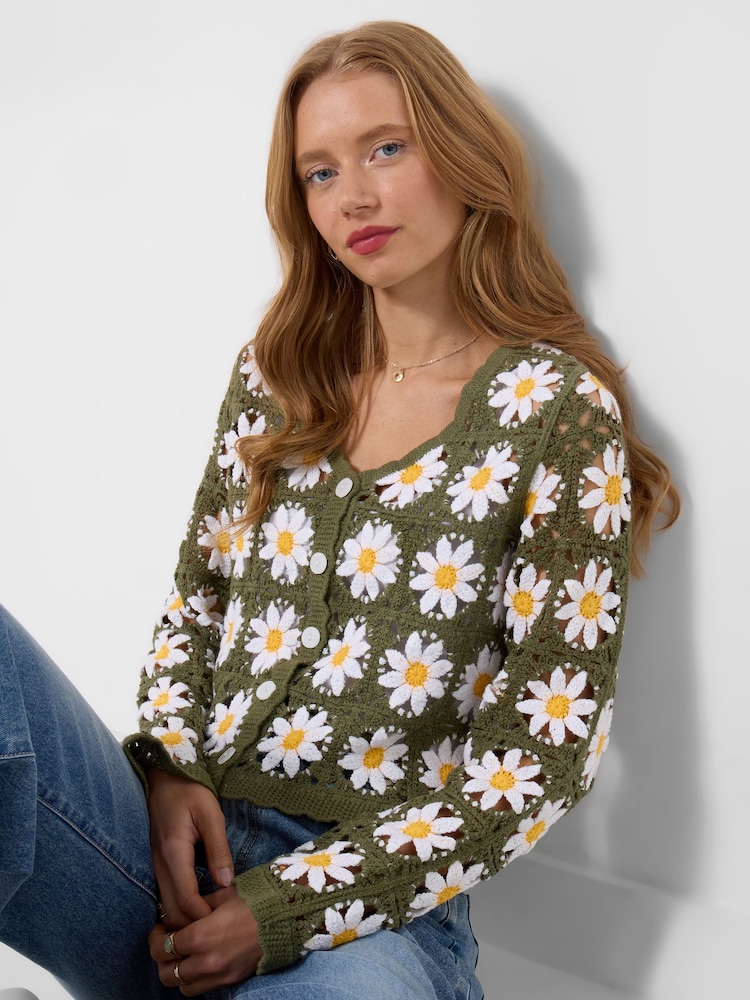 Joe Browns Green Darling Daisy Crochet Cardigan - Image 2 of 6 Joe Browns Green Darling Daisy Crochet Cardigan - Image 2 of 6