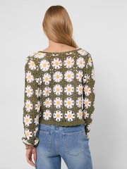 Joe Browns Green Darling Daisy Crochet Cardigan - Image 4 of 6