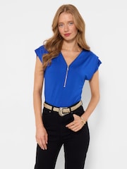 Joe Browns Blue Summer Zip Front Top - Image 1 of 5