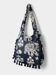 Joe Browns Blue Embroidered Safari Tassel Bag - Image 2 of 4