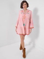 Joe Browns Pink Delightful Doby Tunic Dress - Image 1 of 6